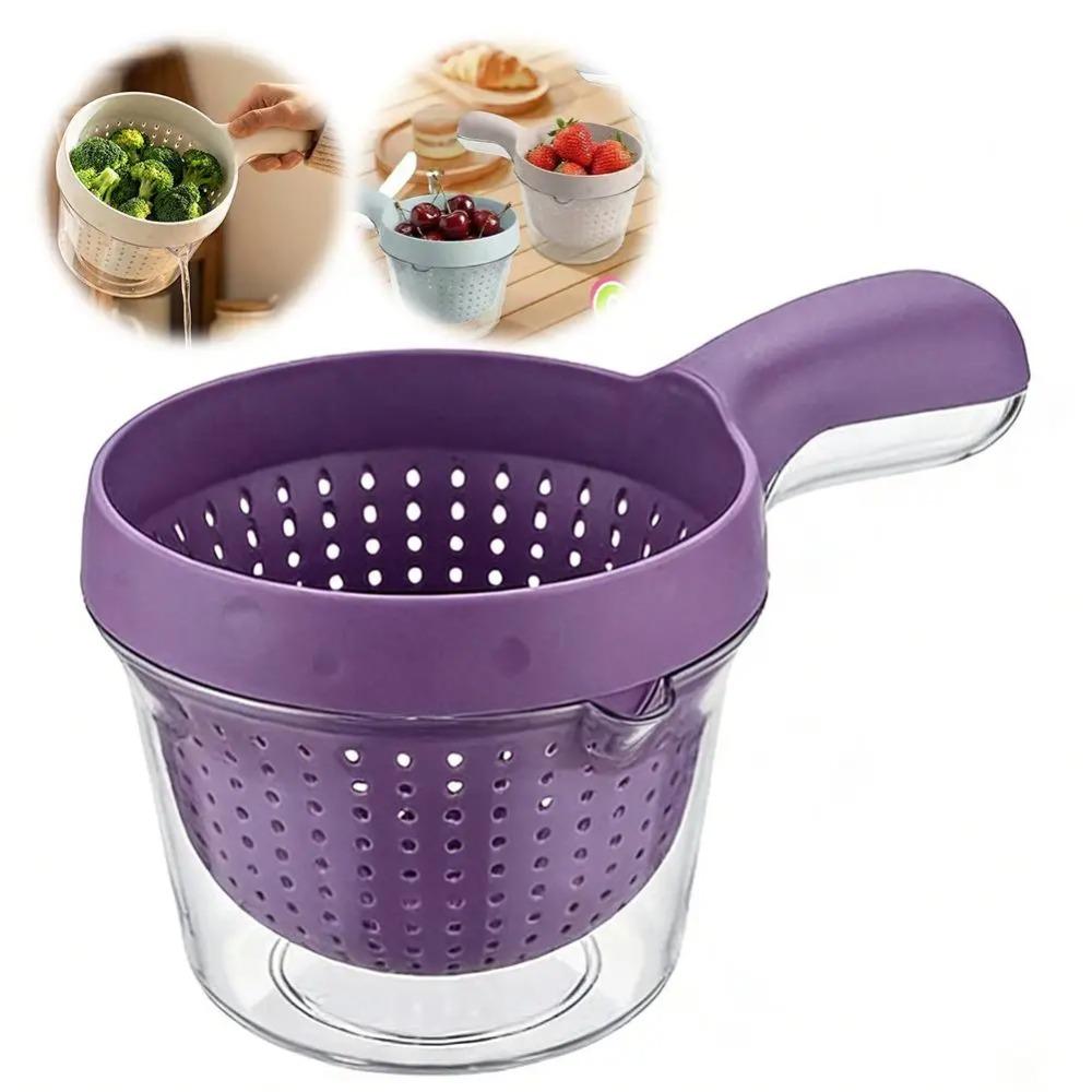 2-in-1 Fruit Cleaning Basin Double Layer Vegetable Drain Basket Portable Kitchen Drain Basket