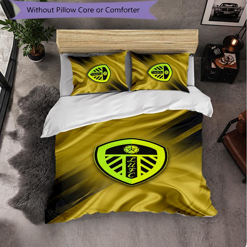 Biancheria da letto a tema Leeds United Set 3 Pezzi Copripiumino Biancheria da letto Decorativa Per Camera Adolescenti Decorazione Casa