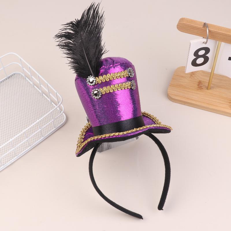 

Мини Цилиндр Перьевая Шляпка Повязка на Голову Цирковой Ведущий Обруч для Волос Косплей Костюм Обручи для Волос Детские Взрослые Аксессуары для Волос фиолетовый