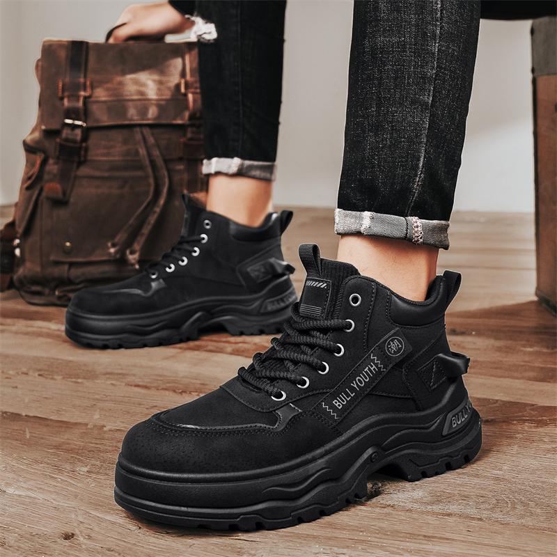 New Fashion Autumn And Winter Men's High Top Martin Boots Students Male Boys Trending Soft Sole Work Shoes Labor Protection Martin Sneakers