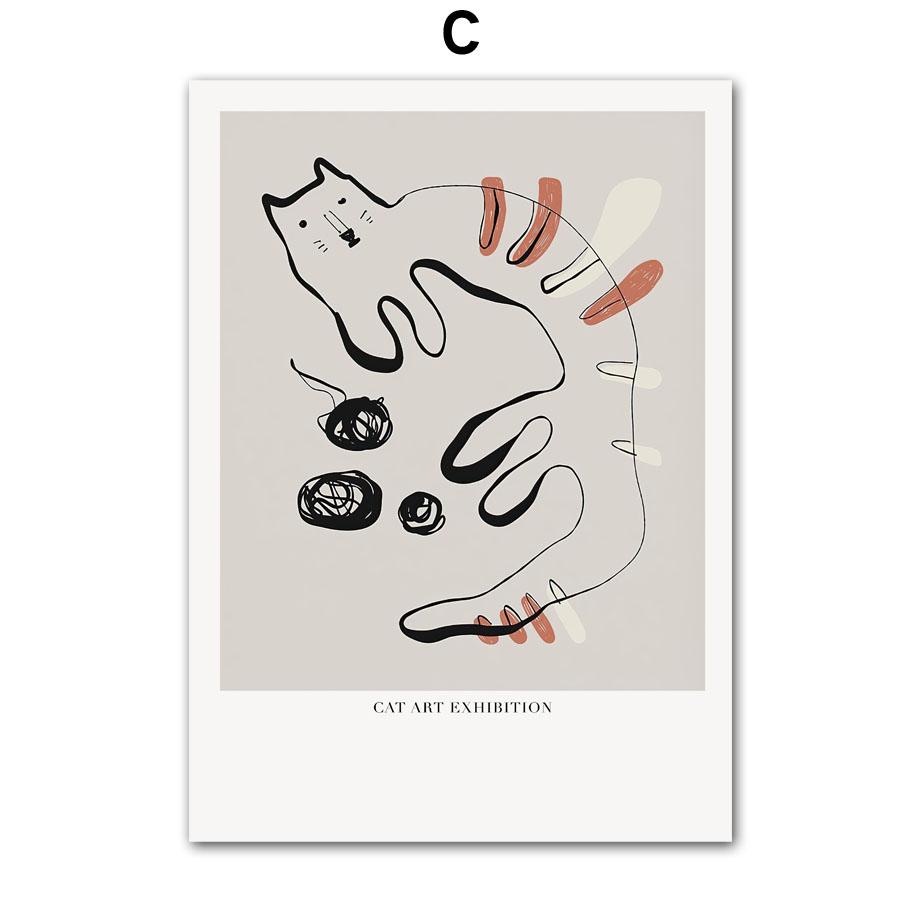 Schwarze Katze Linie Streifen Abstrakte Minimalismus Wand Kunst Leinwand Malerei Nordic Poster Und Drucke Wand Bilder Für Wohnzimmer Dekor