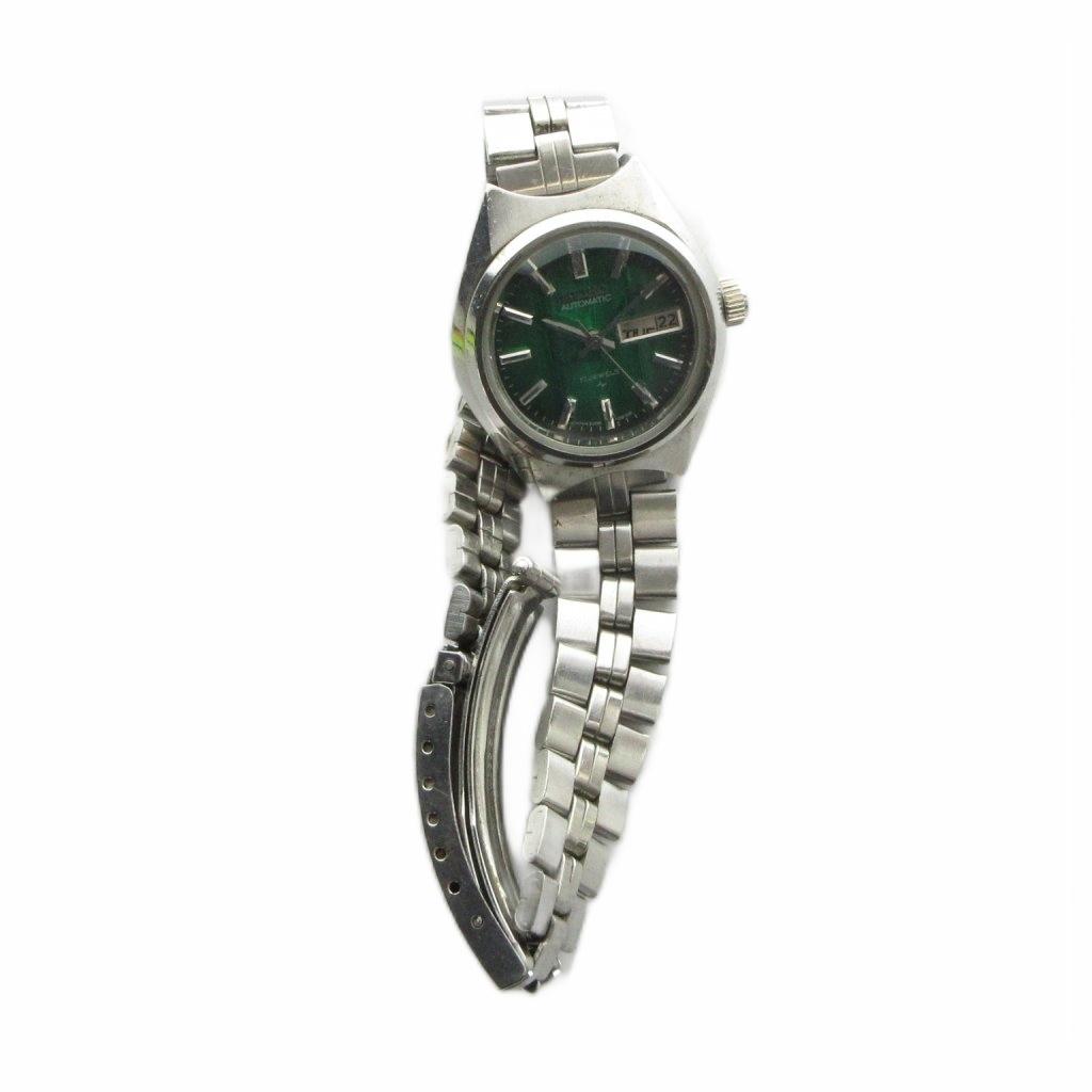 SEIKO Automatic Green Silver Watch 2206-0540, Dial, Calendar, Tone, Women's GY11/ MQ