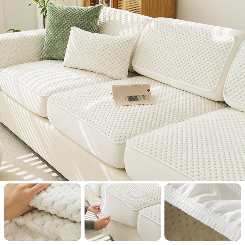 High-Grade Cream Style Golden Turtle Velvet Sofa Cover Autumn and Winter Dustproof Sofa Towel Slipcover Anti-Scratching Plush Cushion