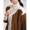 Dimanaf 2025 Winter Women Sweaters Jacket Patchwork Wadded Buttons Coat Knitting Fake Two-Piece Loose Sweater