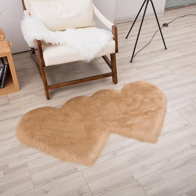 Doppelherz Teppich aus Kunstwolle - Wohnzimmer, Schlafzimmer, Sofa, Couchtisch Teppich, Dicke Bodentischmatte 60x120 cm