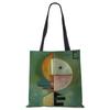 Women Handbag Linen Totes with Art Print Casual Traveling Beach Gift Bags CLE