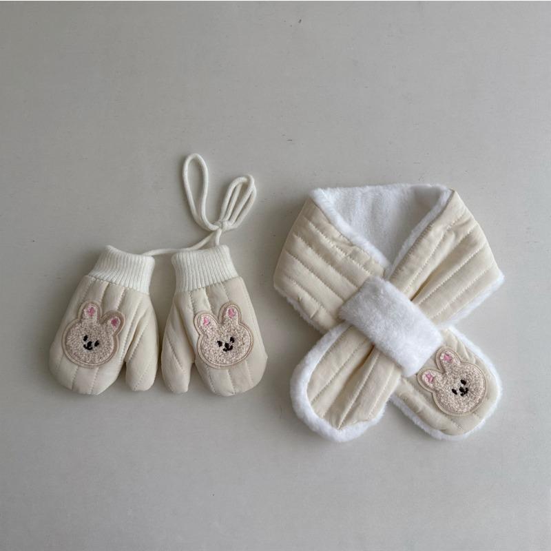 

Зимние детские перчатки, шарф, 2 шт., утепленные детские варежки с изображением медведя и кролика, детские шарфы-перчатки для девочек и мальчиков 1–4 года