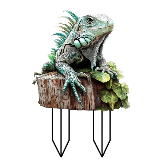 

Садовый колышек Игуана Водонепроницаемое 2D Плоское Акриловое Украшение Втыкаемый в Землю Колышек с Животным для Цветочного Горшка Двор Газон циан