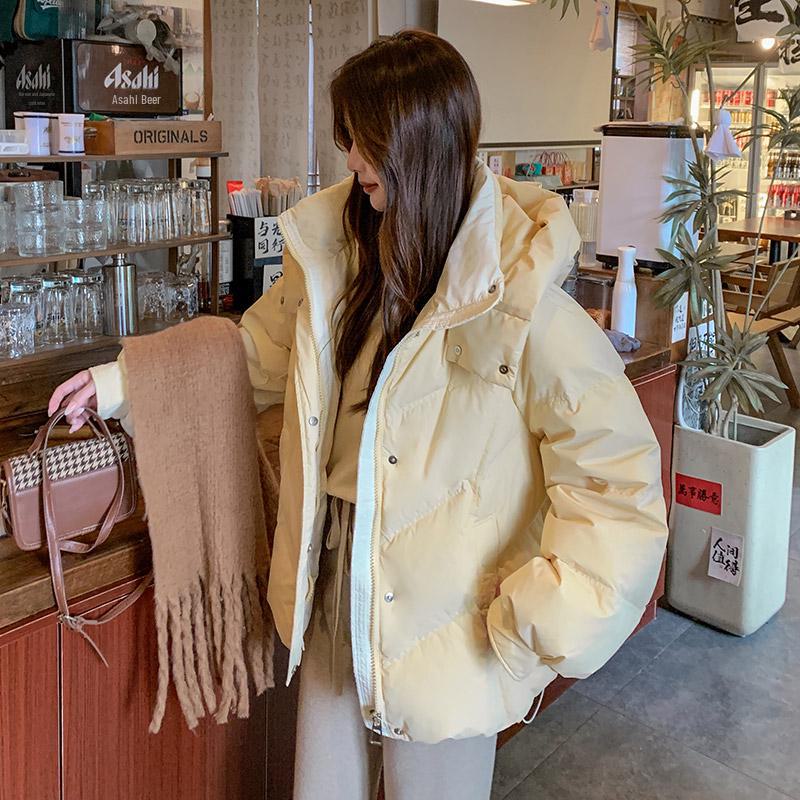 

Жіноча коротка зимова пухова куртка з бавовни - 2024, універсальний вільний і щільний стиль L 120-140 catties жовтий