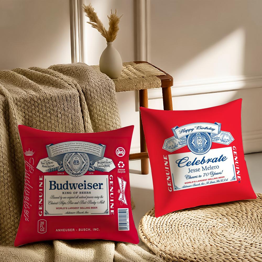 B-Budweiser B-Budvar C-Czech Cushion Cover Soft Plush Throw Pillow Cover | Double-Sided Cushion Case | Sofa Bedroom Home Decor