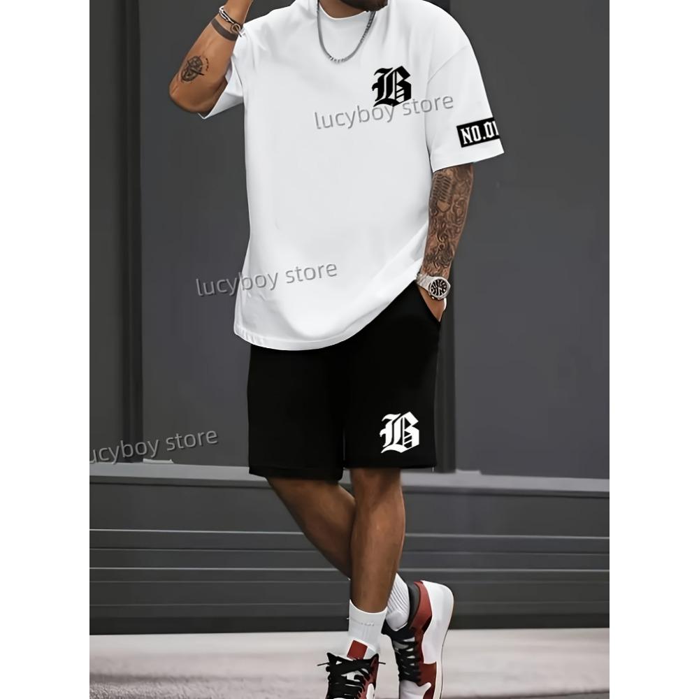 MILANO ITALIA Printed Sport T-shirt+shorts Suit Set Men Male Luxury Tracksuit Outfit Runing Tracksuit 2 Piece Set Clothes