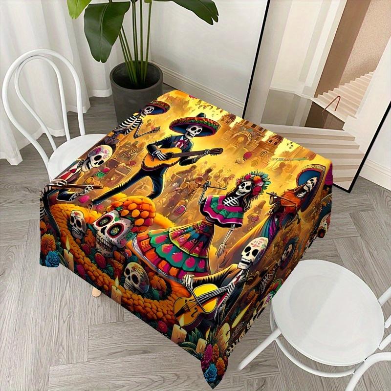 Dies ist eine 2D-bedruckte Tischdecke mit einer Größe von 59x59 Zoll oder 150x150 Zentimetern.. Es ist in lebendigen Farben gestaltet.zyc