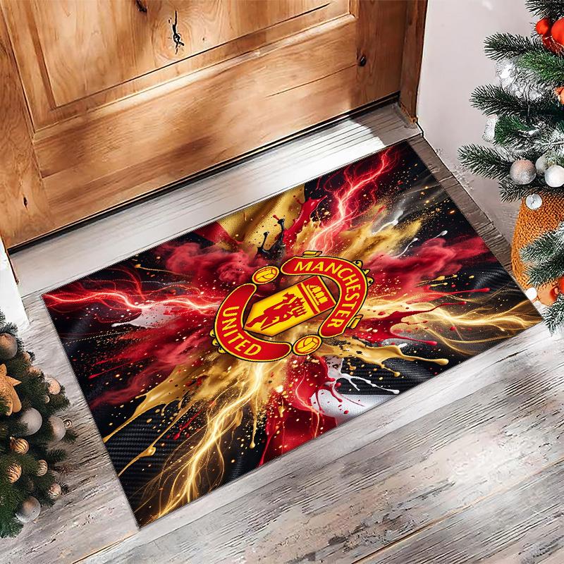 Tappeto in Flanella Stampato Manchester United Antiscivolo Morbido Poliestere Tappeto per Pavimento Tappetino Decorativo per Interni per Camera da Letto Soggiorno Divano