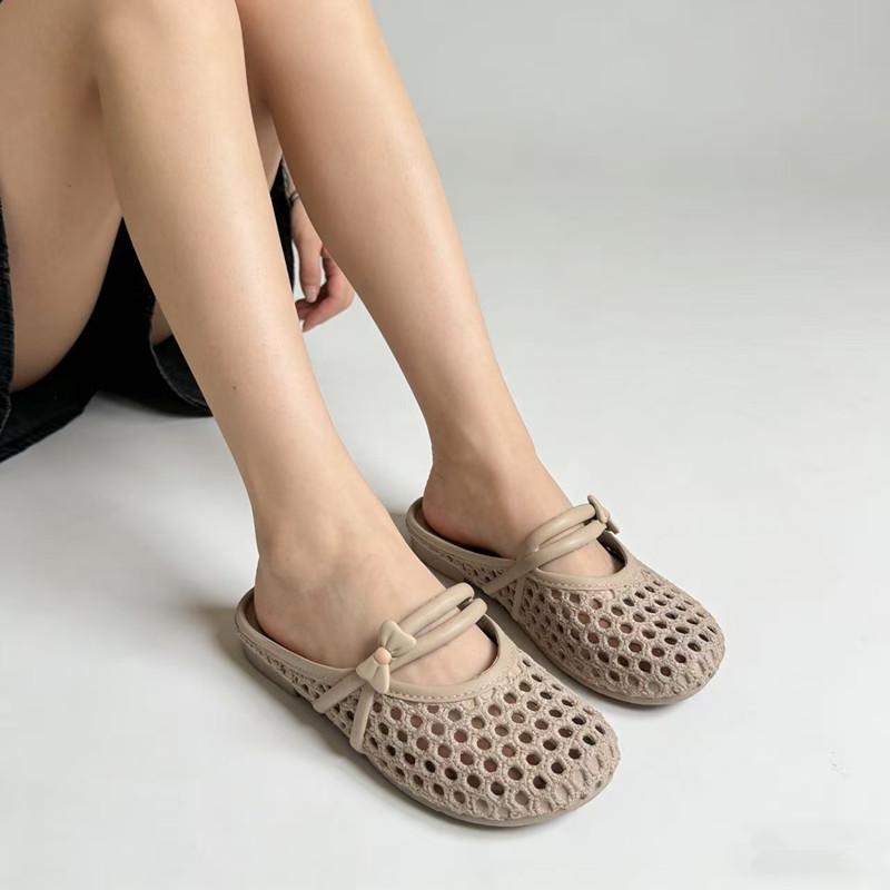 Schicke Pearl-Mesh-Slipper für den Sommer – Bequeme, rutschfeste geschlossene Commuter-Slipper für Damen für den Außenbereich