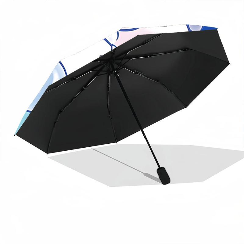 1pc Purin Cloud Dreams Automatic Opening/Closing Umbrella - Portable Three-Fold Design with 8-Bone Iron Frame, Perfect for Festivals, Travel, Daily Us