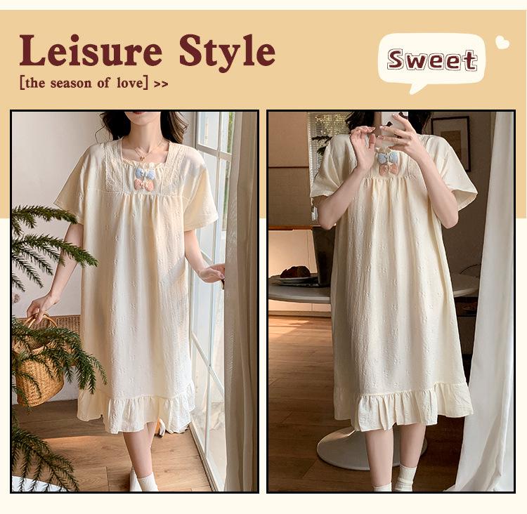 Women's Princess Style Cloud Cotton Nightgown with Bra Pads - Summer 2026 Collection