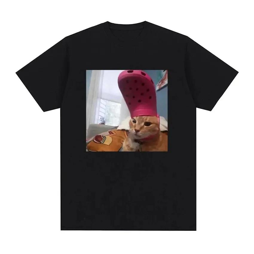 I Eat Cement Cursed Cat Funny Meme T Shirt for Women Fashion Casual Short Sleeve T Shirts Women T-shirt Tops