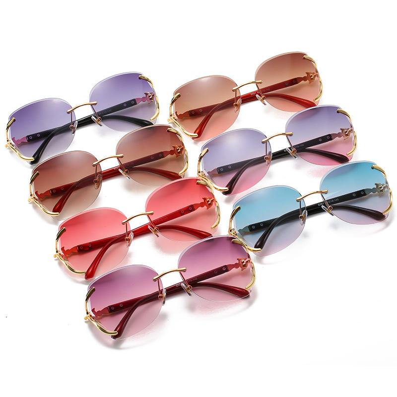 Fox Head Women'S Sunglasses Metal Frameless Trimmed Sunglasses Elegant Sunglasses