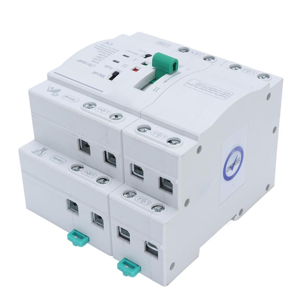 Double Power Automatic Transfer Switch 4P Photovoltaic To Mains DIN Rail Mount Electrical Selector Switch 63A