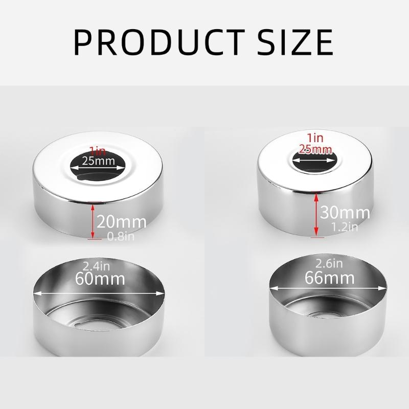 2Pcs Round Shower Faucet Cover Stainless Steel Faucet Decorative Cover Shower Raised Pipe Cover Easy to Install