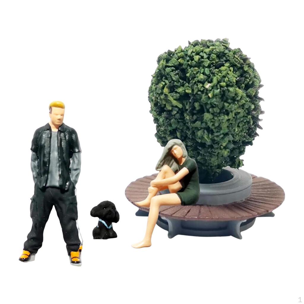 1/64 Miniature Model Street People Figures, Diorama Toys Supplies Scenery Tiny Scenes