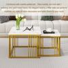 2-teiliges Set quadratische Hochglanz-Marmoroptik Kaffeetische, Stapeltische mit goldenen Beinen, 60*60*45cm und 45*45*40cm, Vielseitig