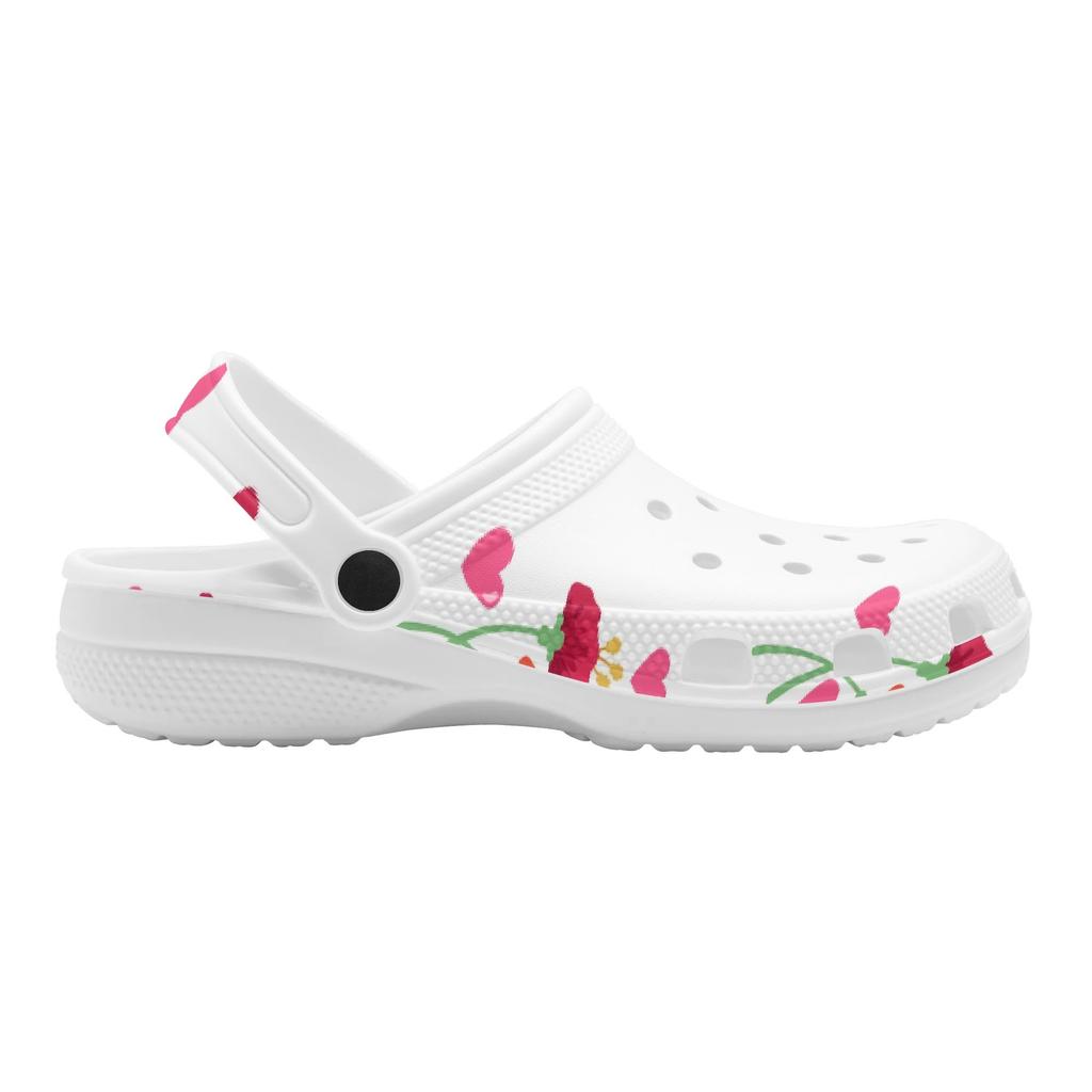 White Printed EVA Clogs for Women Men Flexible Lightweight Slip On Casual Shoes Soft Sole Summer Sandals Daily Comfort Wear