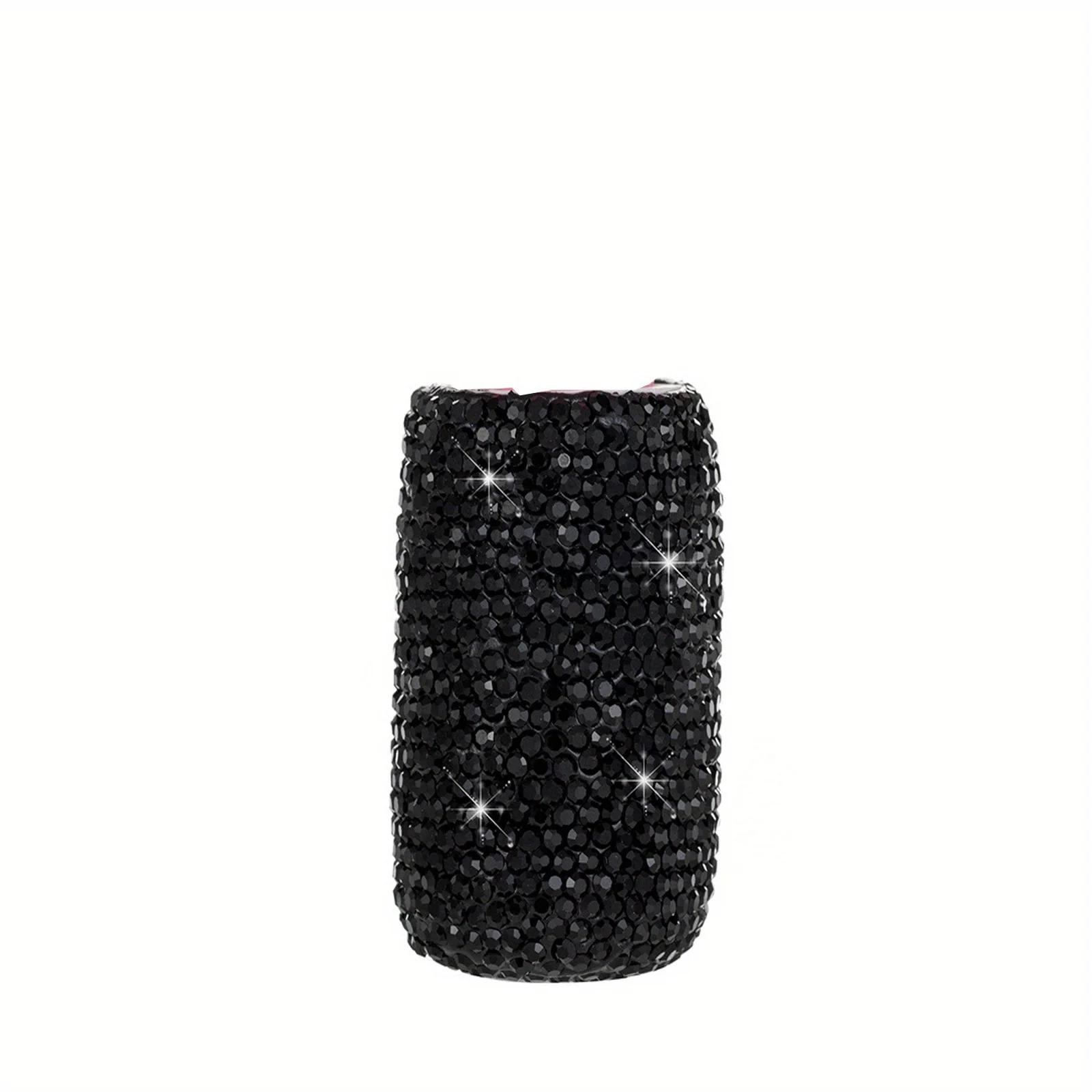 

Bling Car Lip Balm Holder Insulating Crystal Rhinestone Auto Chapstick Holder Sparkling Vehicle Interior Decor Accessories чорний