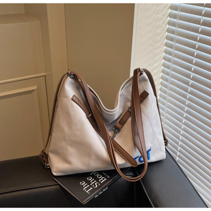 Casual canvas tote bag women's new multi-functional shoulder commuter bag versatile large-capacity backpack