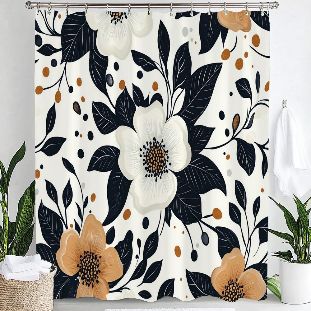 Watercolor Leaf Shower Curtain For Bathroom Vines Plant Flower Nordic Minimalist Polyester Curtain For Home Decorative Curtain