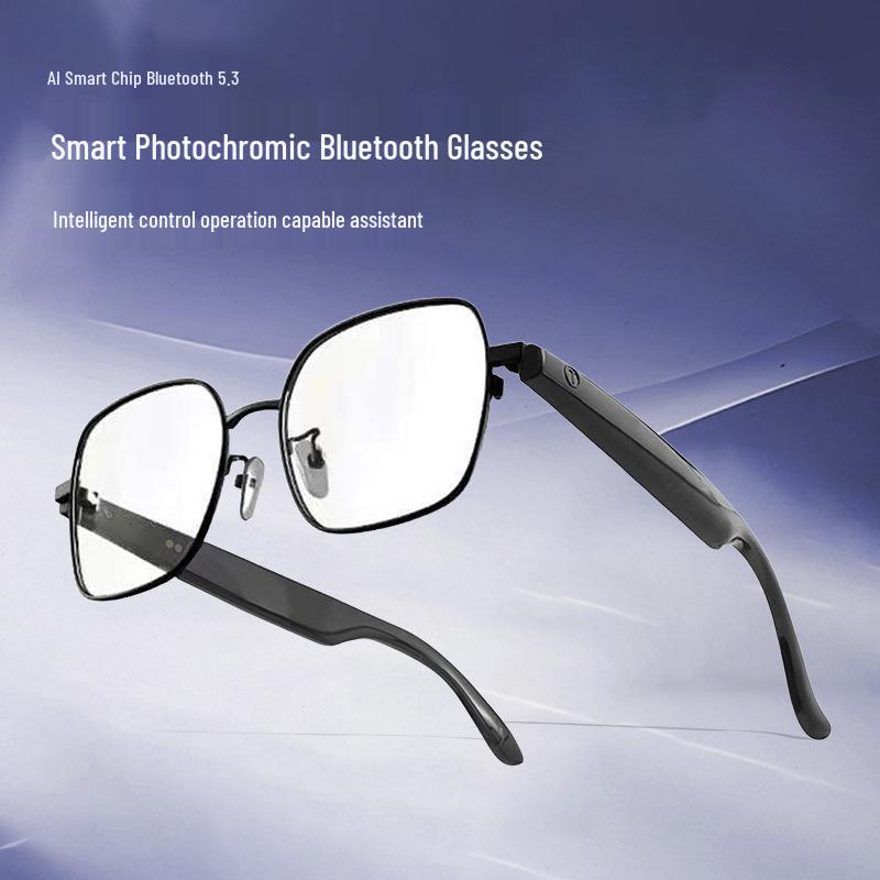 GS11 Bluetooth Smart Glasses with Magnetic Color-Changing Lenses, Punk Metal Double Bridge, Ideal for Outdoor Driving