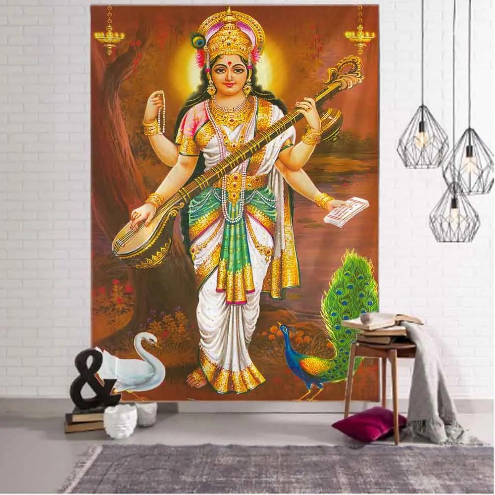 Lakshmi Deity Tapestry 2D Flat Print Prosperous Home Decor Bedroom Living Room Tapestry Charming Functional Sacred Lively Hindu