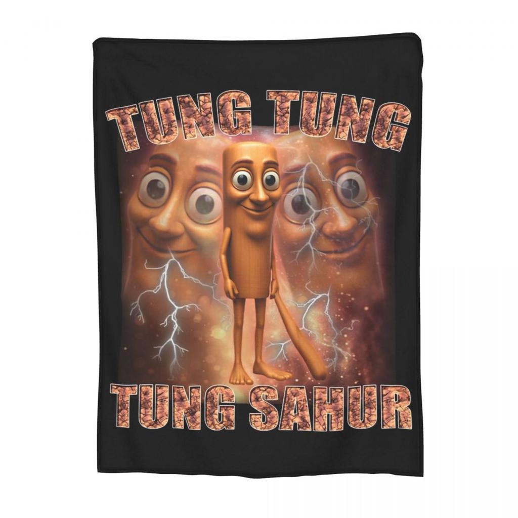 Tung Tung Tung Sahur Blankets Fleece Winter Italian Brainrot Portable Ultra-Soft Throw Blanket for Bedding Plush Thin Quilt