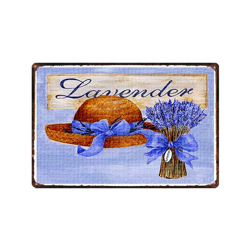 Garden Lavender Metal Plate Purple Flower Farmhouse Tin Signs Plaque Wall Art Home Garden Vintage Decor