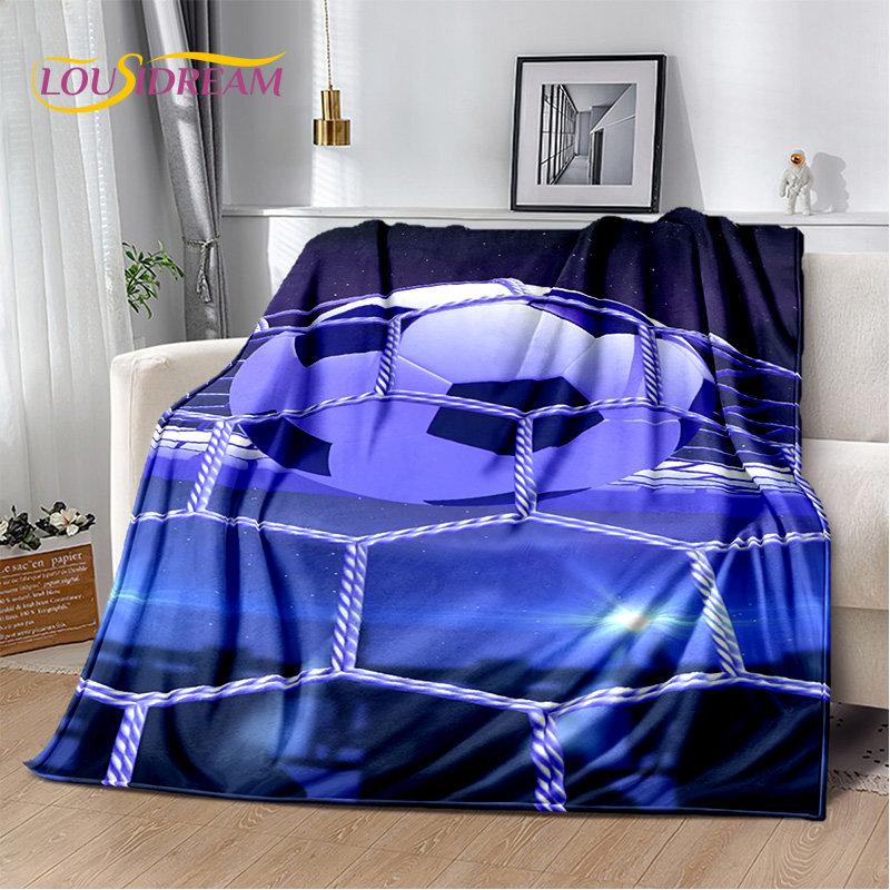 3D Football Art Cartoon Soft Plush Blanket,Flannel Blanket Throw Blanket for Living Room Bedroom Bed Sofa Picnic Cover Bettdecke