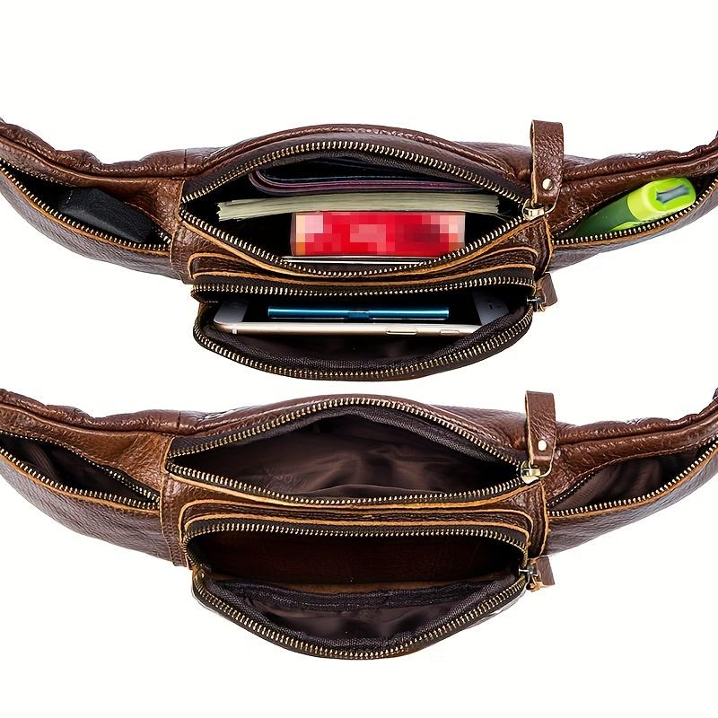Valódi bőr kültéri Fanny táska deréktáska férfiaknak Utazási Túrázás Futó Deréktáska Mobiltáska Pénztártáska