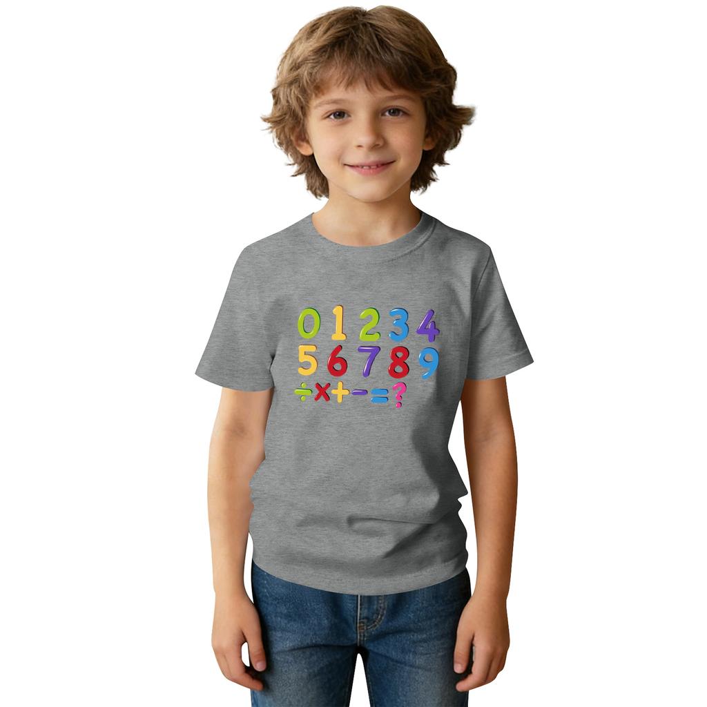 Fashionable Round Neck Short Sleeve Work Clothes Printed Tops For KID Summer Tops