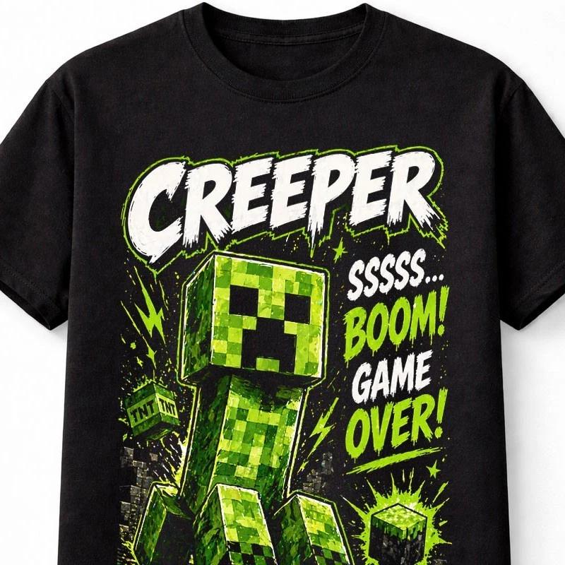 Minecraft Creeper TNT Boom Game Over Gamer Graphic Unisex TShirt S