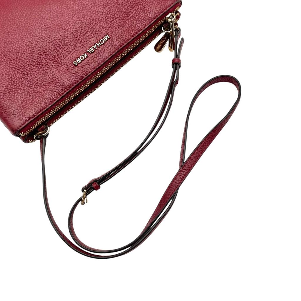 Used Michael Kors Cross body bag Trisha Trisha Medium Triple Compartment CrossbodyShoulder Bag Bordeaux/gold leather Women