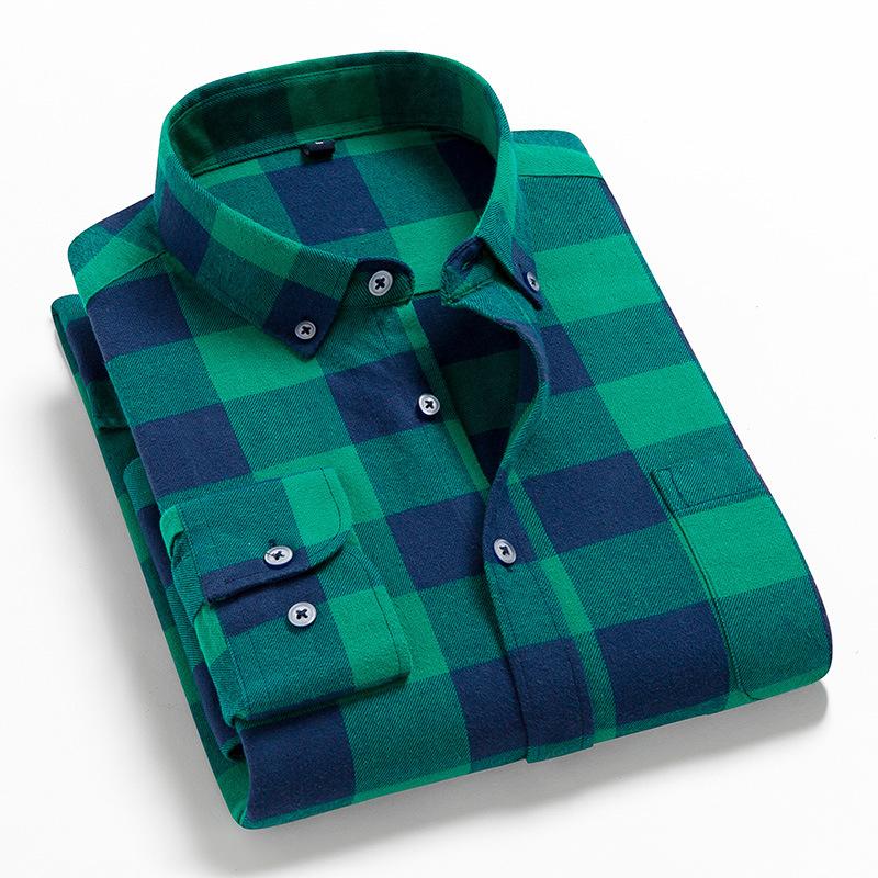 Men Printed Plaid Casual Long Sleeve Luxury Shirt High Quality Comfortable Soft Flannel Spring Autumn Fashion Brand Shirts