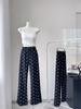Petite High Waist Wide Leg Bow Print Pants - Spring/Autumn