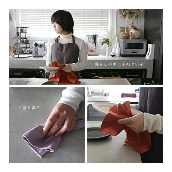 KOMESICHI Tenugui (Japanese Hand Towel) - Set of 5 Solid Color Iroha Pattern, 100% Cotton, Made In Japan, Fray-Resistant, 87x33cm, H Pattern, Plain