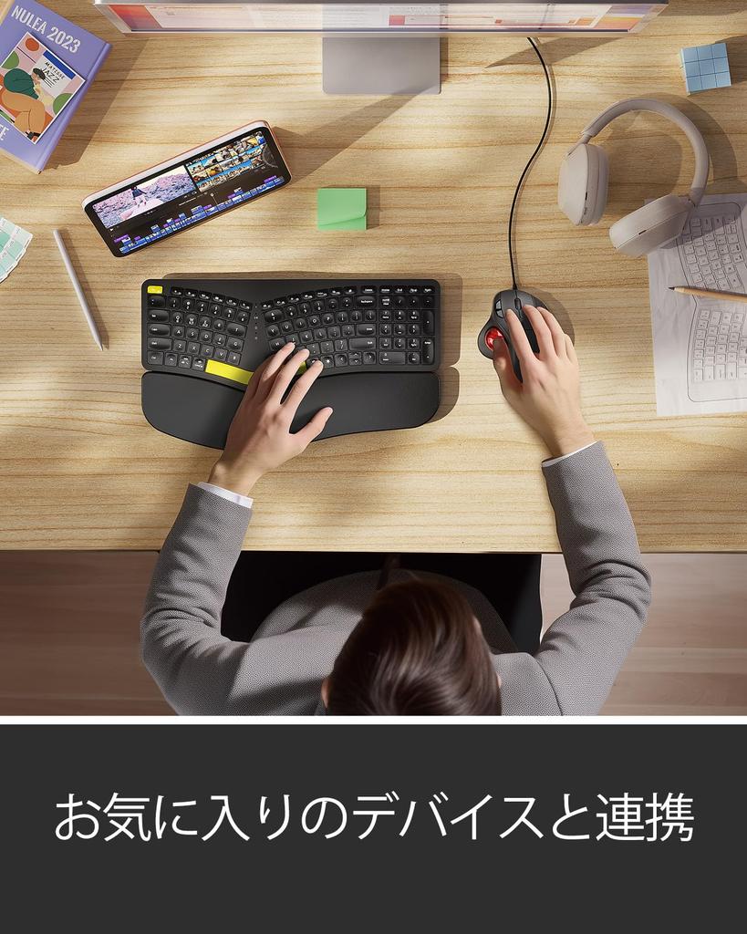 Nulea M509 Wired Trackball Mouse, 6 Buttons with ForwardBack Buttons, 5-Level DPI Adjustment, Thumb Operation, Precise and Smooth, 2-in-1 Interface,