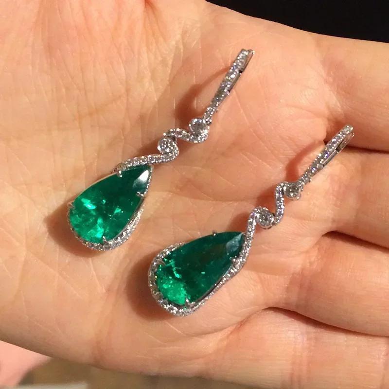 2026 New Style Fashion Green Crystal Pendant Earrings for Women's Engagement Party Accessories with Noble Unique Zircon