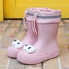 Winter Rain Shoes Women's Fashion Models Outside Men's Non-slip Waterproof Padded Rain Boots Mid-calf Children's Rain Shoes
