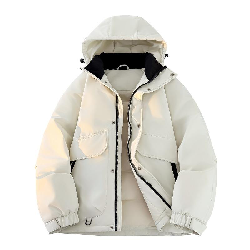 % down new national standard white duck down jacket men and women winter loose pie overcome thickened hooded jacket men