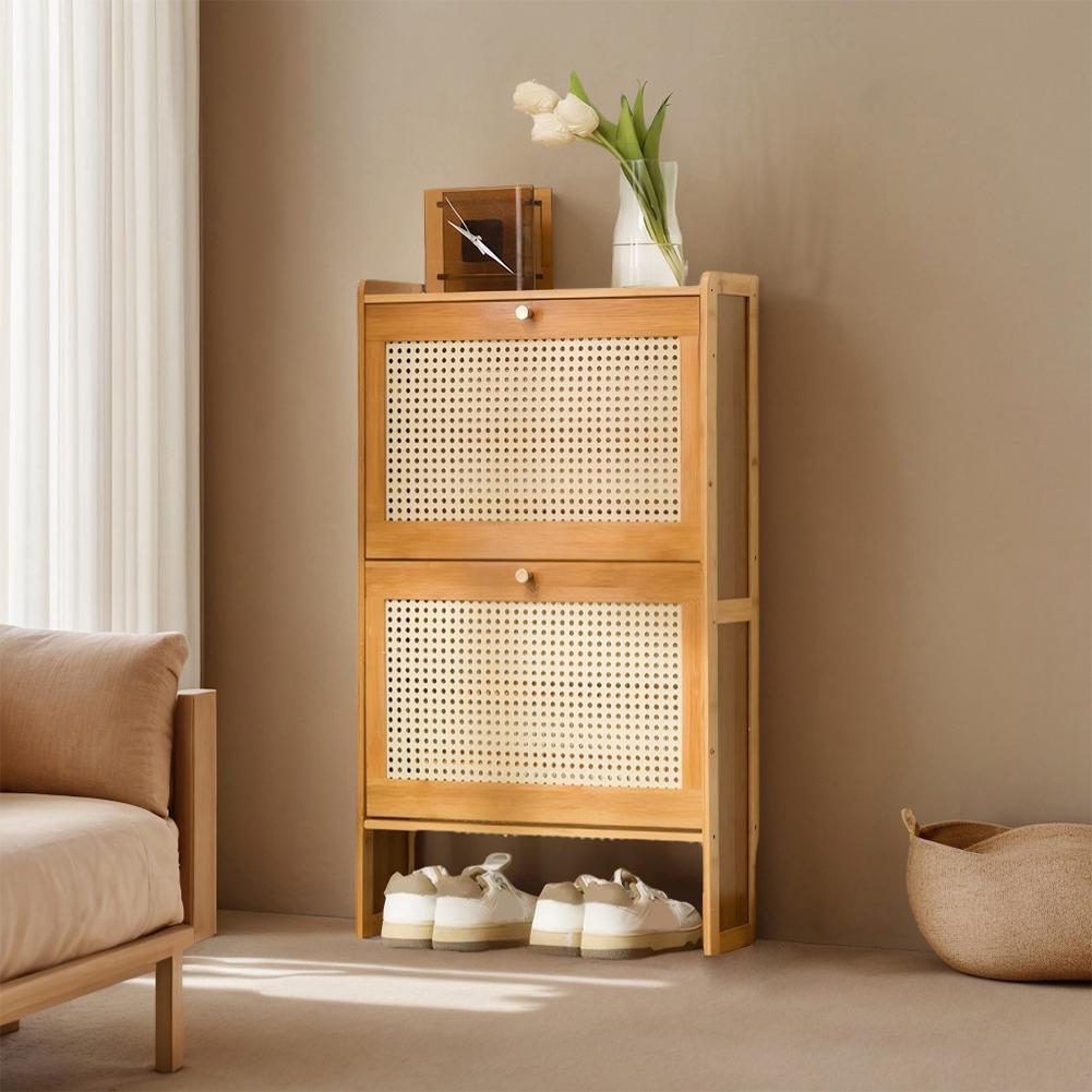 Slim Shoe Cabinet with 2 Flip Drawers Shoes Storage Organizer Adjustable Shelves Rack for Hallway Living Room Or Bedroom
