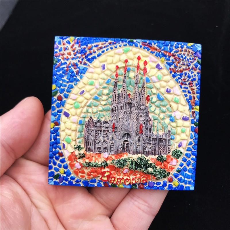Kühlschrankmagnet mit Spanien-Land-Souvenir, Madrid, Barcelona, Magnetmagnete für den Kühlschrank, Kunstharz, bemalt, dekoratives Kunsthandwerk