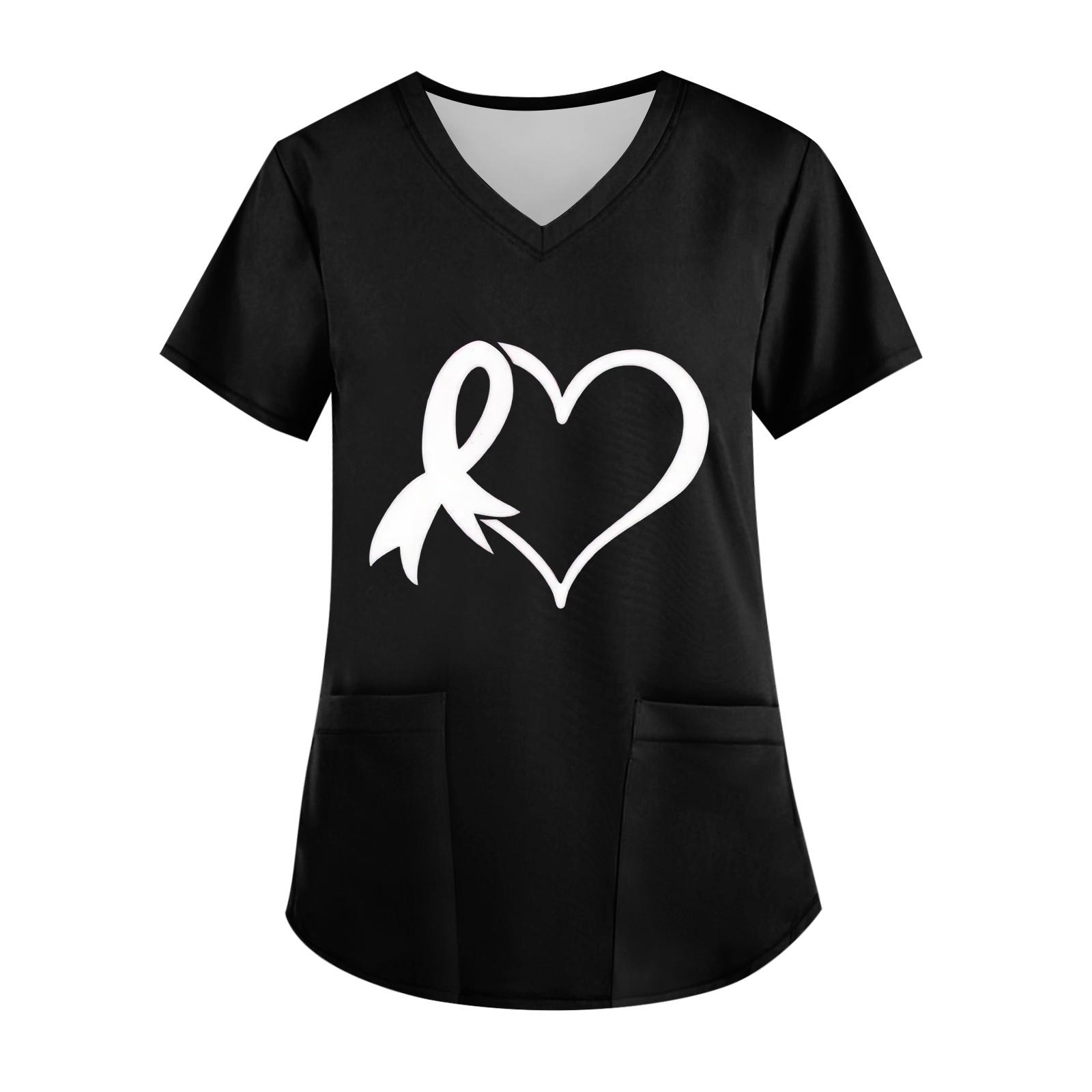 

Женский топ с V-образным вырезом, короткими рукавами, карманом и боковым разрезом L чёрный