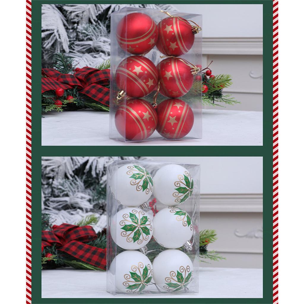 6Pcs Christmas Ball Baubles Ornament Shatterproof Christmas Tree Hangings Decorations for Wedding Winter Holiday Party
